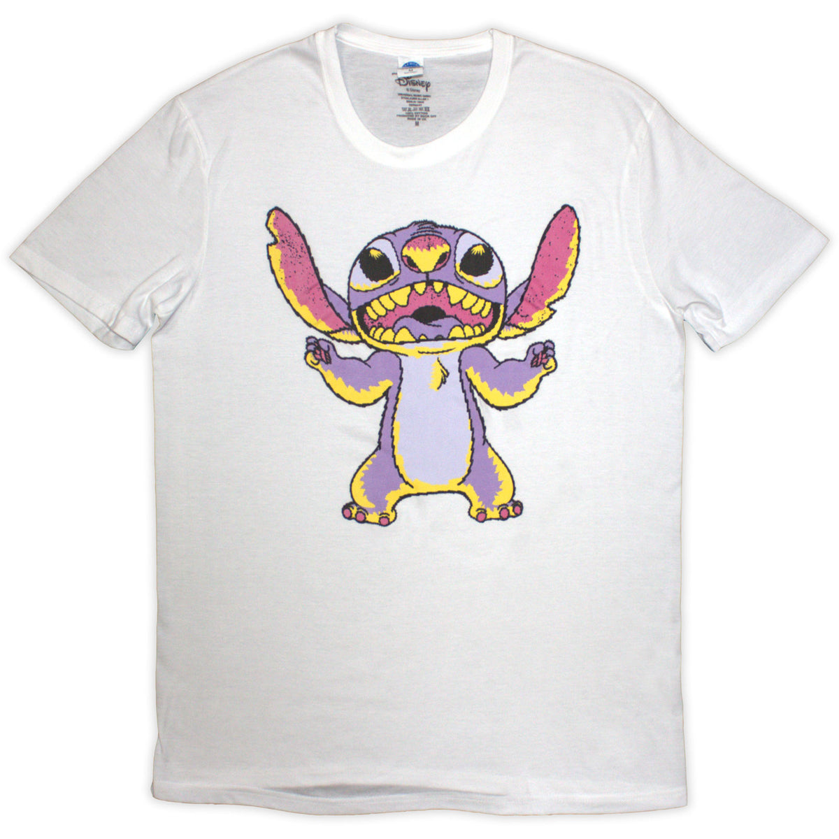 Disney Unisex T-Shirt: Lilo & Stitch Purple Stitch (White)