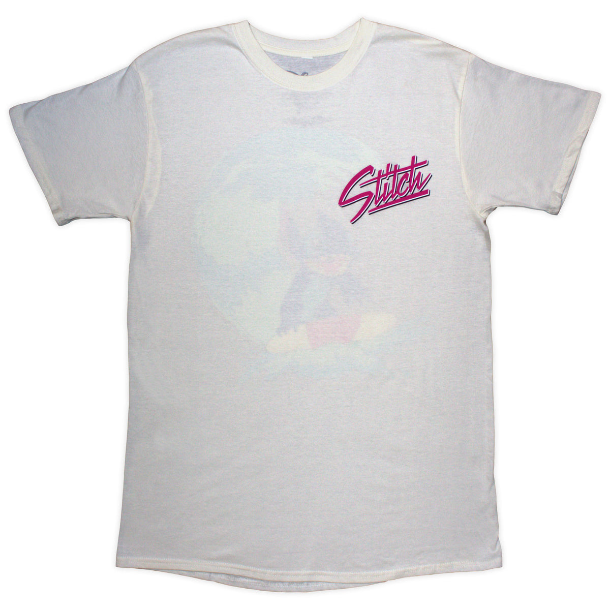 Disney Unisex T-Shirt: Stitch Surf (Natural) (Back Print)