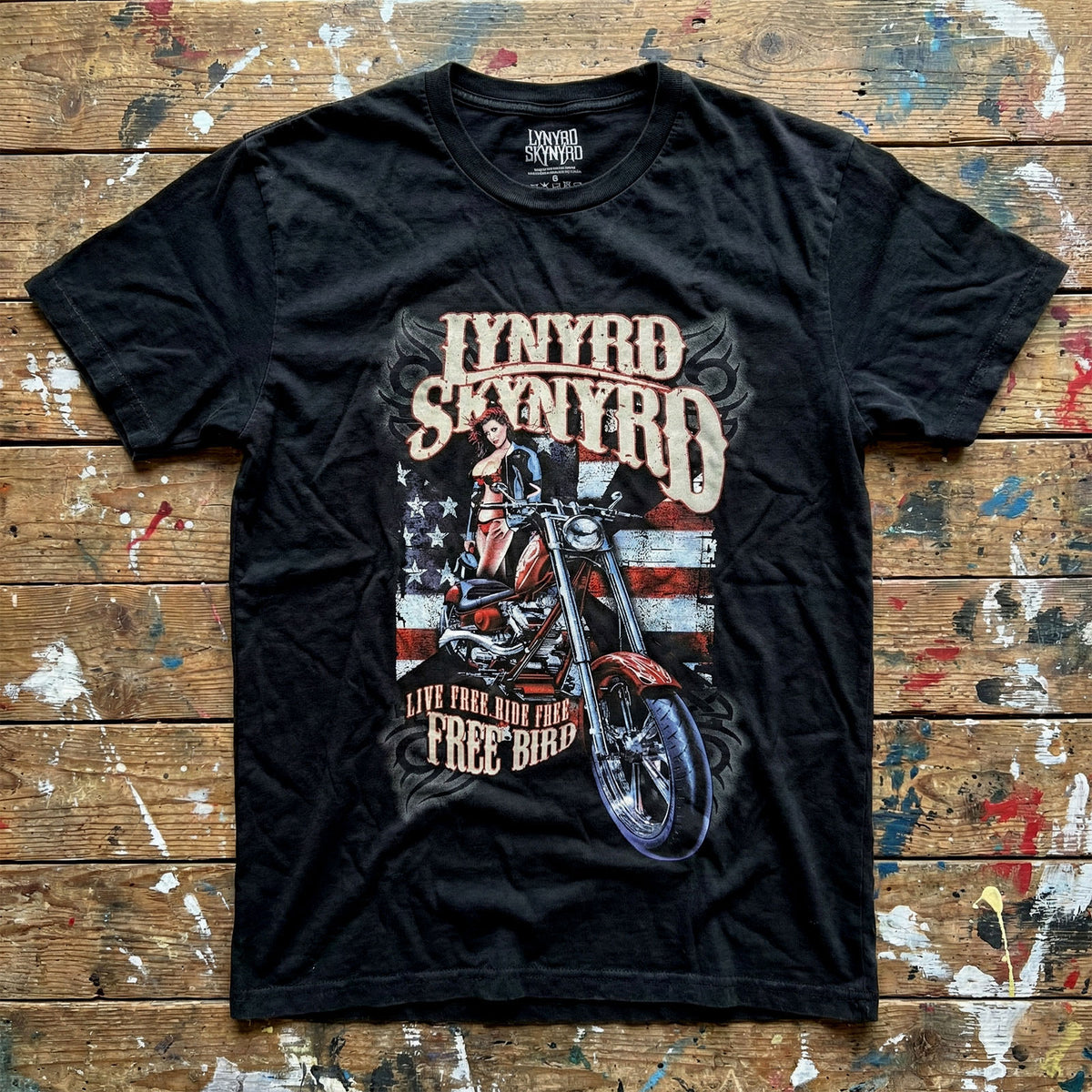 Lynyrd Skynyrd Unisex Premium Carbon T-Shirt: Ride Free (Black)