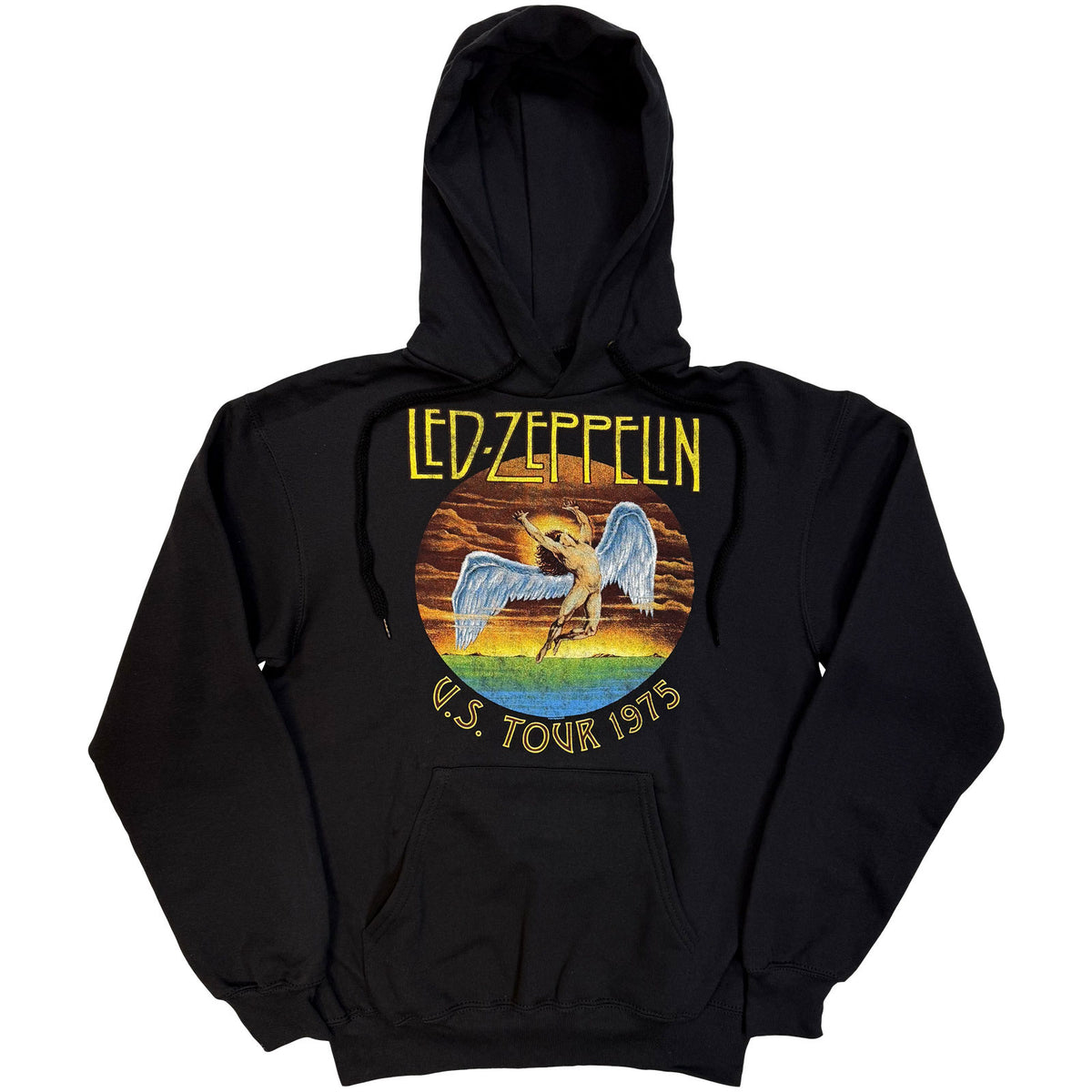 Led Zeppelin Unisex Pullover Hoodie: USA Tour '75 (Black)