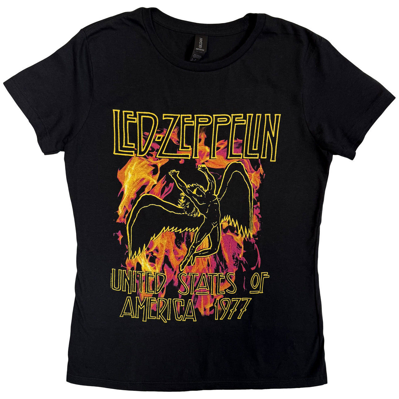 Led Zeppelin: Black Flames Ladies T-Shirt (Black)
