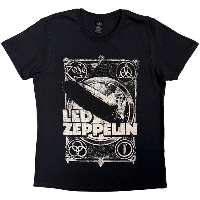 Led Zeppelin: Vintage Print LZ1 Ladies T-Shirt (Black)