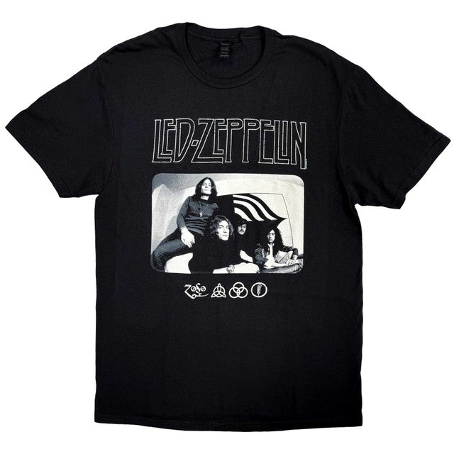 Led Zeppelin: Icon Logo Photo Unisex T-Shirt (Black)