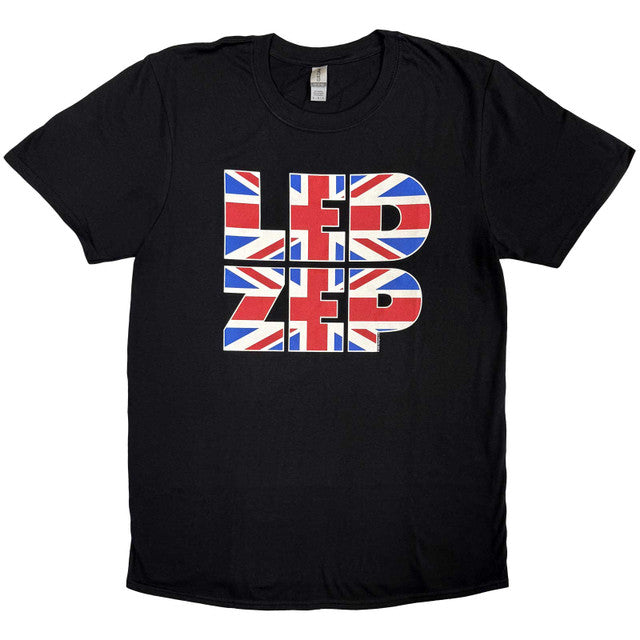 Led Zeppelin: Union Jack Type Unisex T-Shirt (Black)