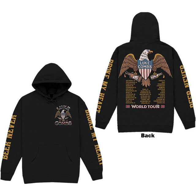 Luke Combs: Tour '23 Eagle Unisex Pullover Hoodie (Black) (Back Print & Ex-Tour) (Small)