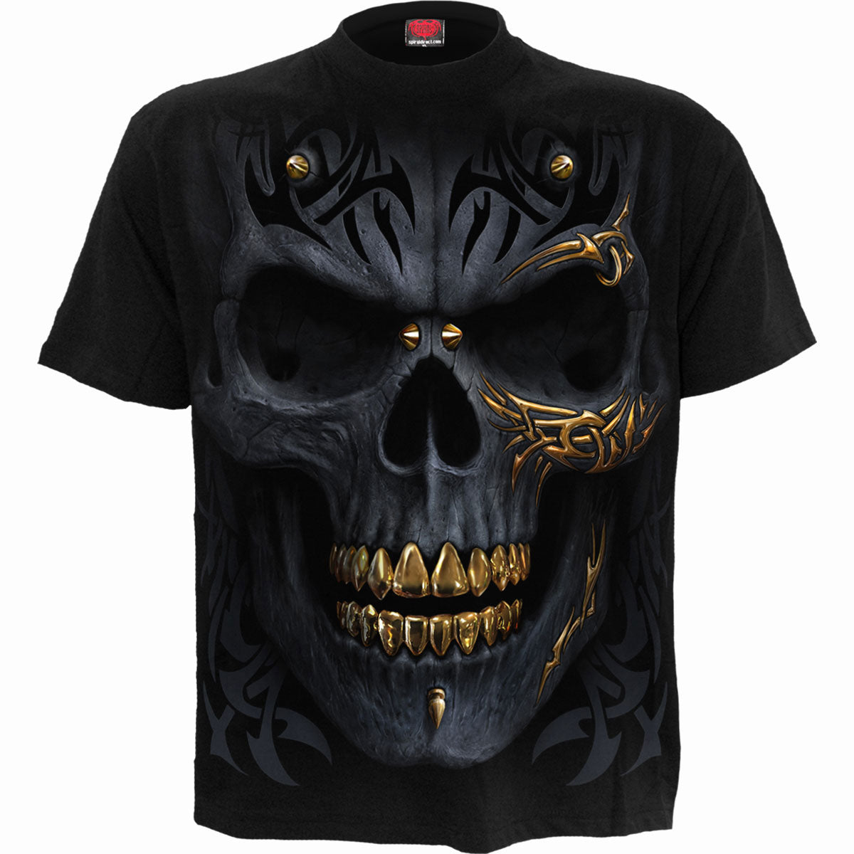 Spiral Unisex T-Shirt: Black Gold (Black) (Back Print)