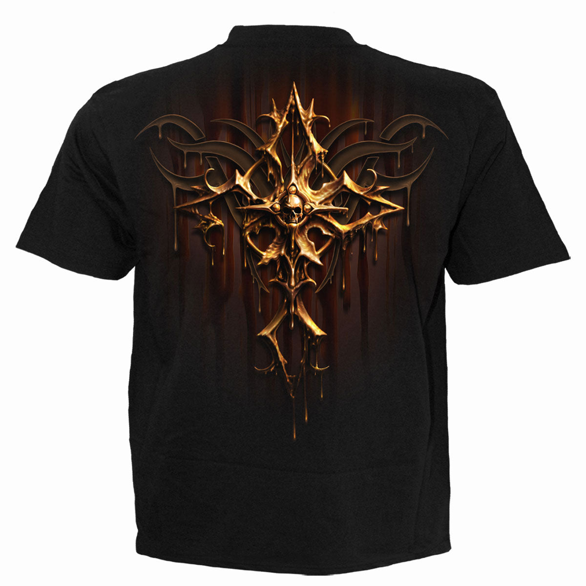 Spiral Unisex T-Shirt: Dripping Gold (Black) (Back Print)
