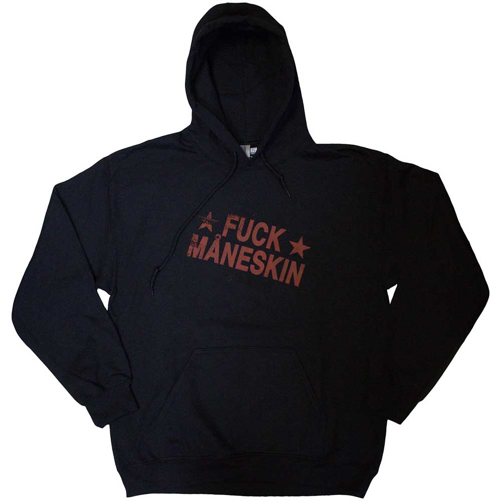 Maneskin Unisex Pullover Hoodie: Fuck Maneskin (Black) (Back Print & Ex-Tour)