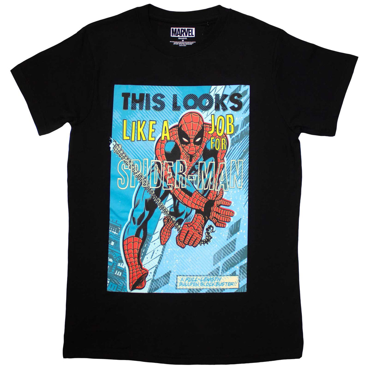 Marvel Comics Unisex T-Shirt: Looks Like A Job For Spiderman (Black)