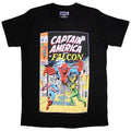 Marvel Comics Unisex T-Shirt: Captain America & Falcon Comic Cover (Black)