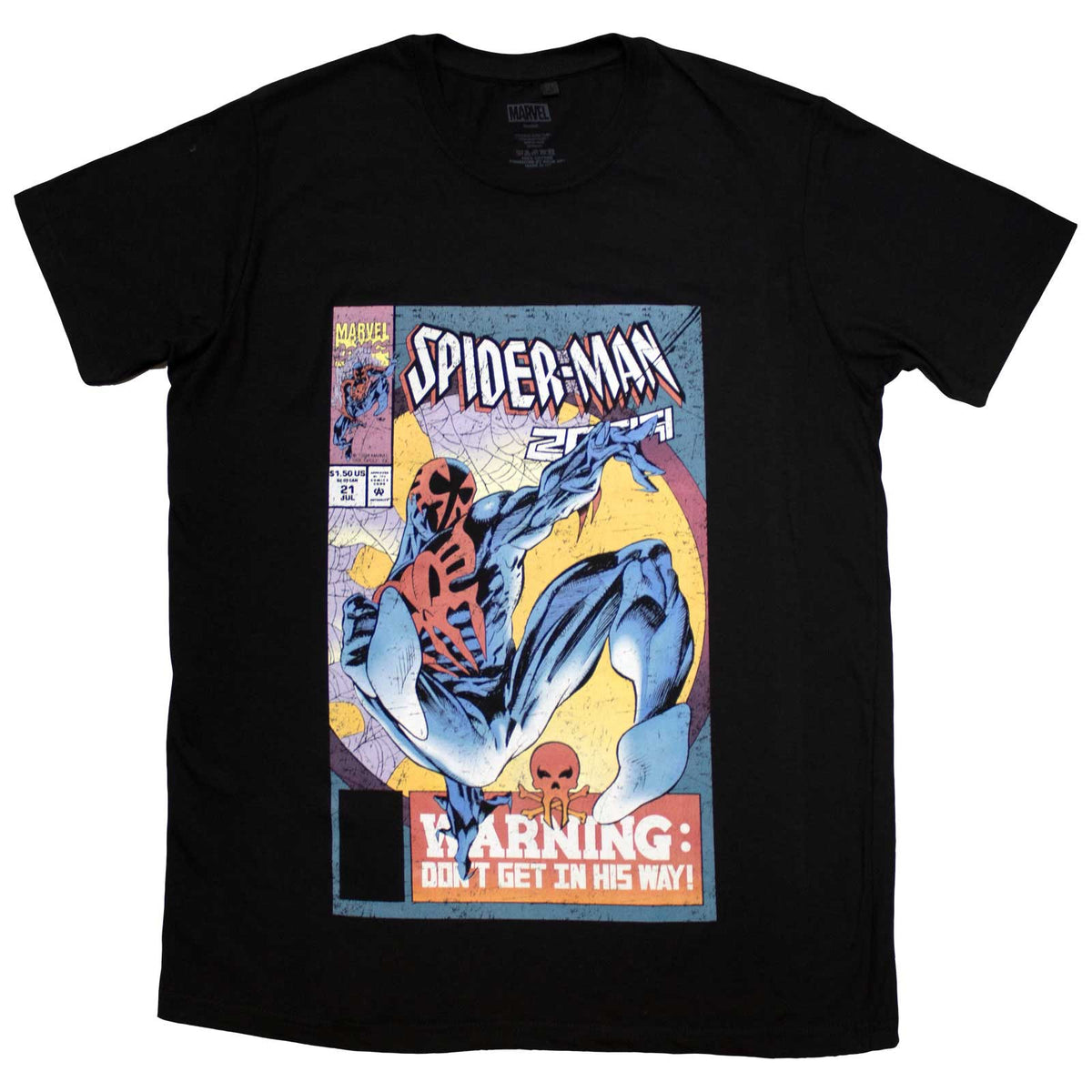 Marvel Comics Unisex T-Shirt: Spider-Man Warning Comic Cover (Black)