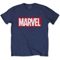 Marvel Comics Unisex T-Shirt: Marvel Box Logo (Navy Blue)