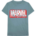 Marvel Comics Unisex T-Shirt: Distressed Dripping Logo (Light Blue)