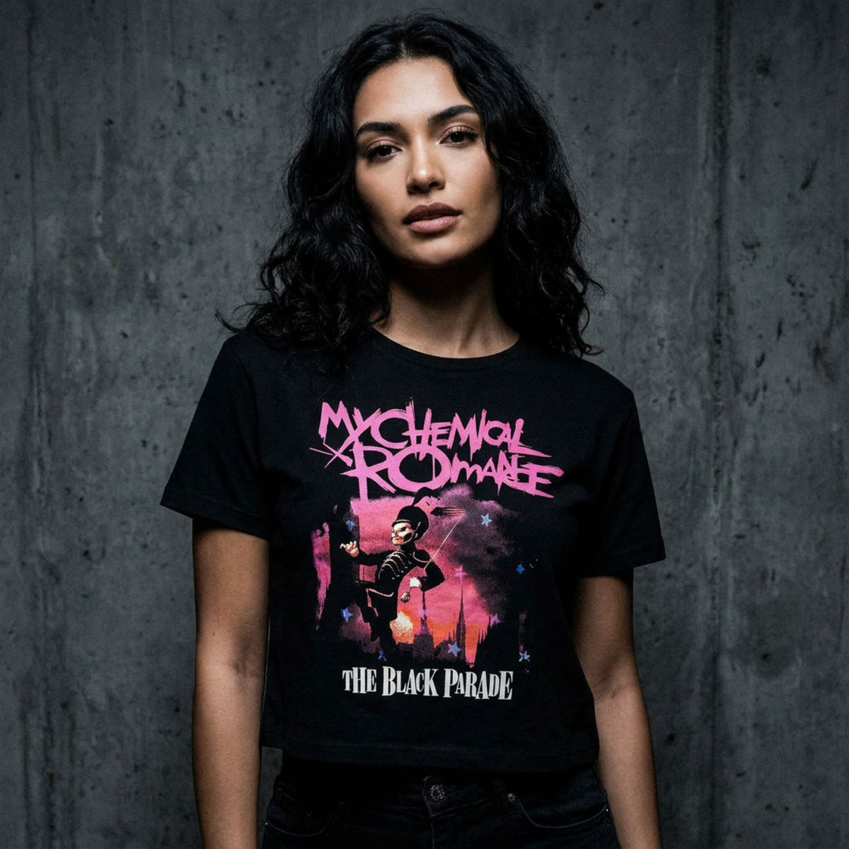 My Chemical Romance Ladies Crop Top: March (Black)