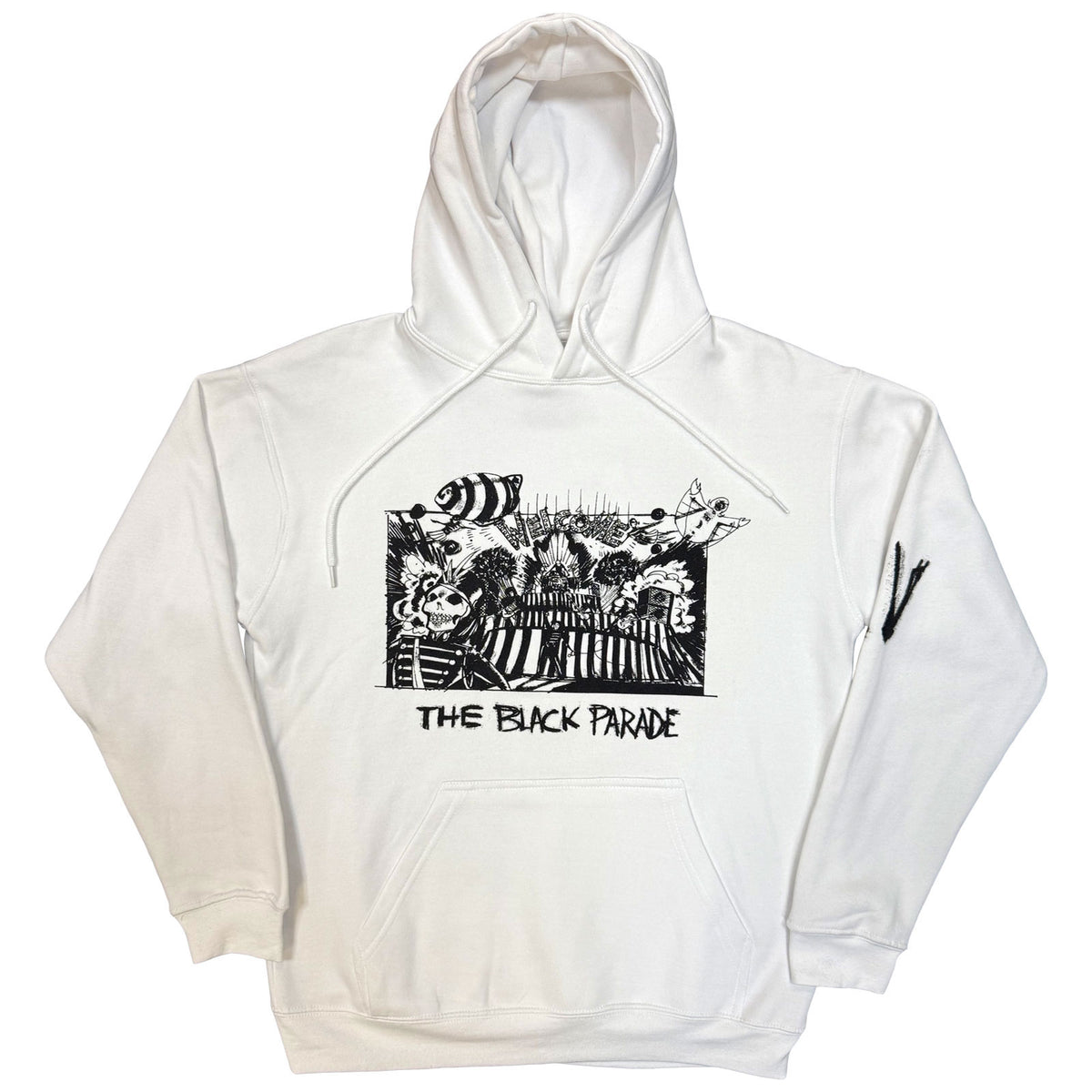 My Chemical Romance Unisex Pullover Hoodie: XV Marching Frame (White) (Back Print)