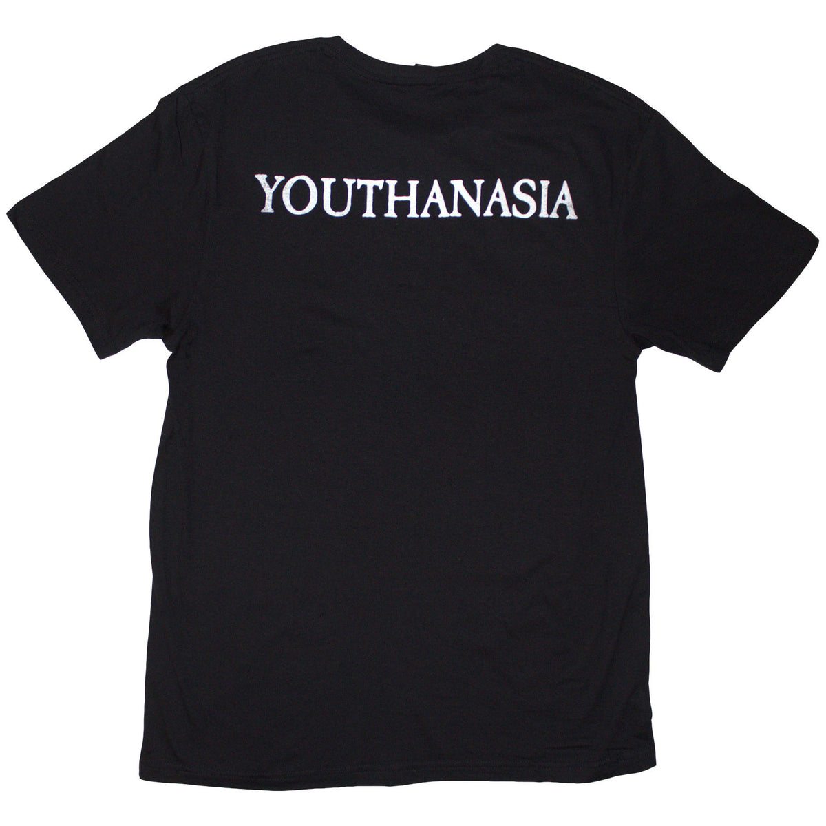 Megadeth Unisex T-Shirt: Youthanasia Ripped Thru (Black) (Back Print)
