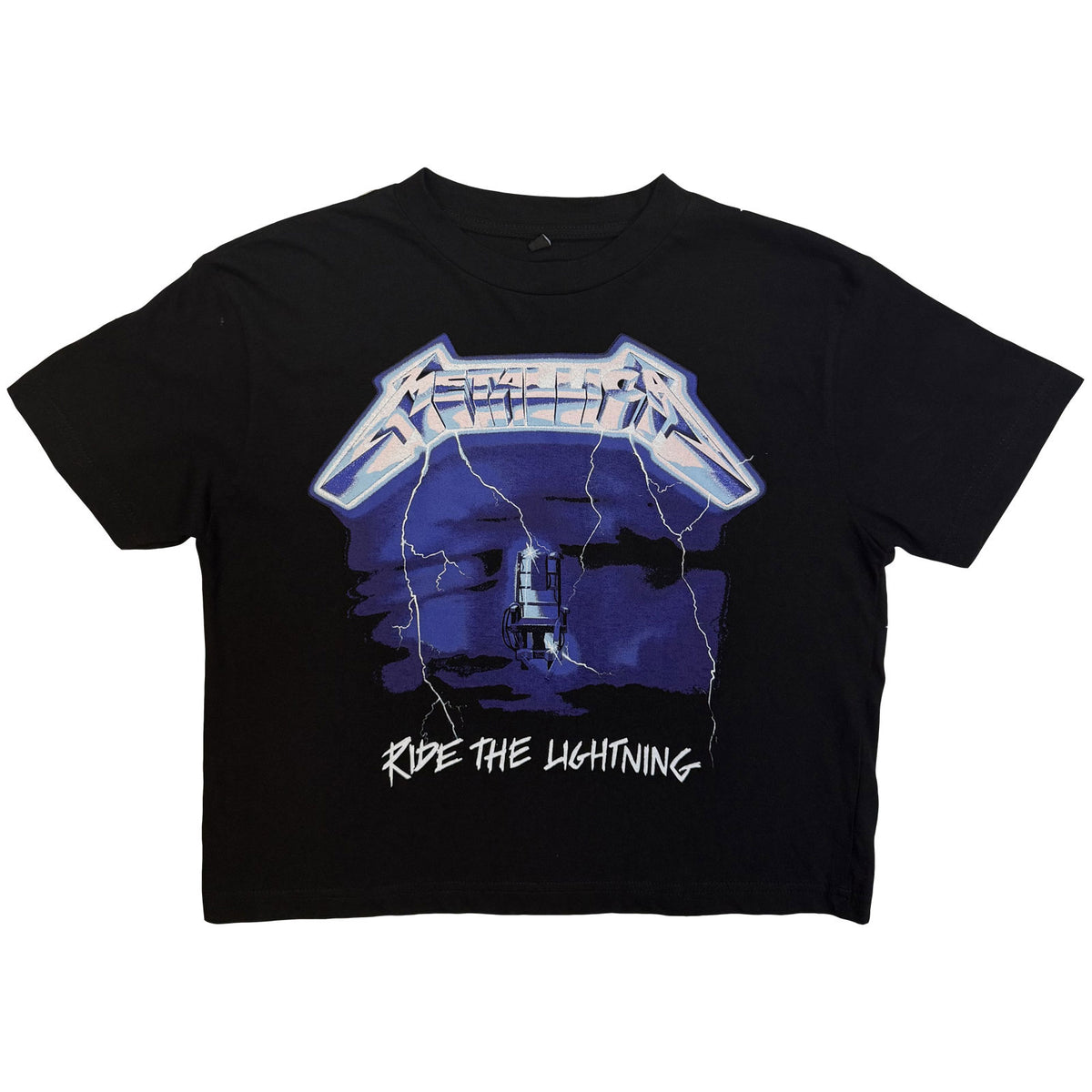 Metallica Ladies Crop Top: Ride The Lightning (Black) (Back Print)