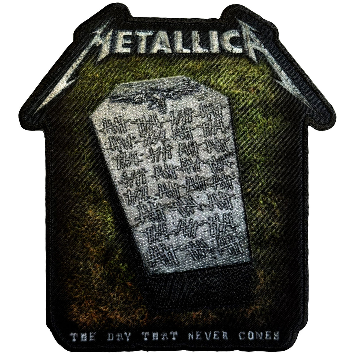 Metallica Woven Patch: Never Die Tombstone