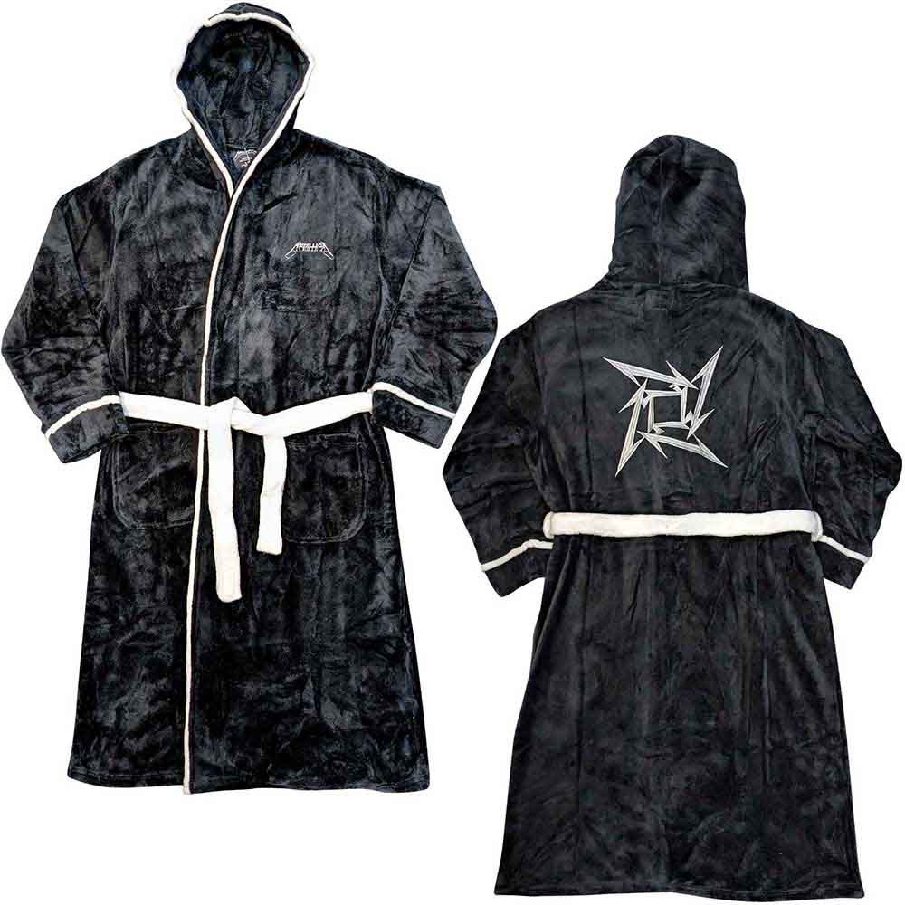 Metallica Unisex Bathrobe: Load/Reload Star (Black & White) (Back Print)