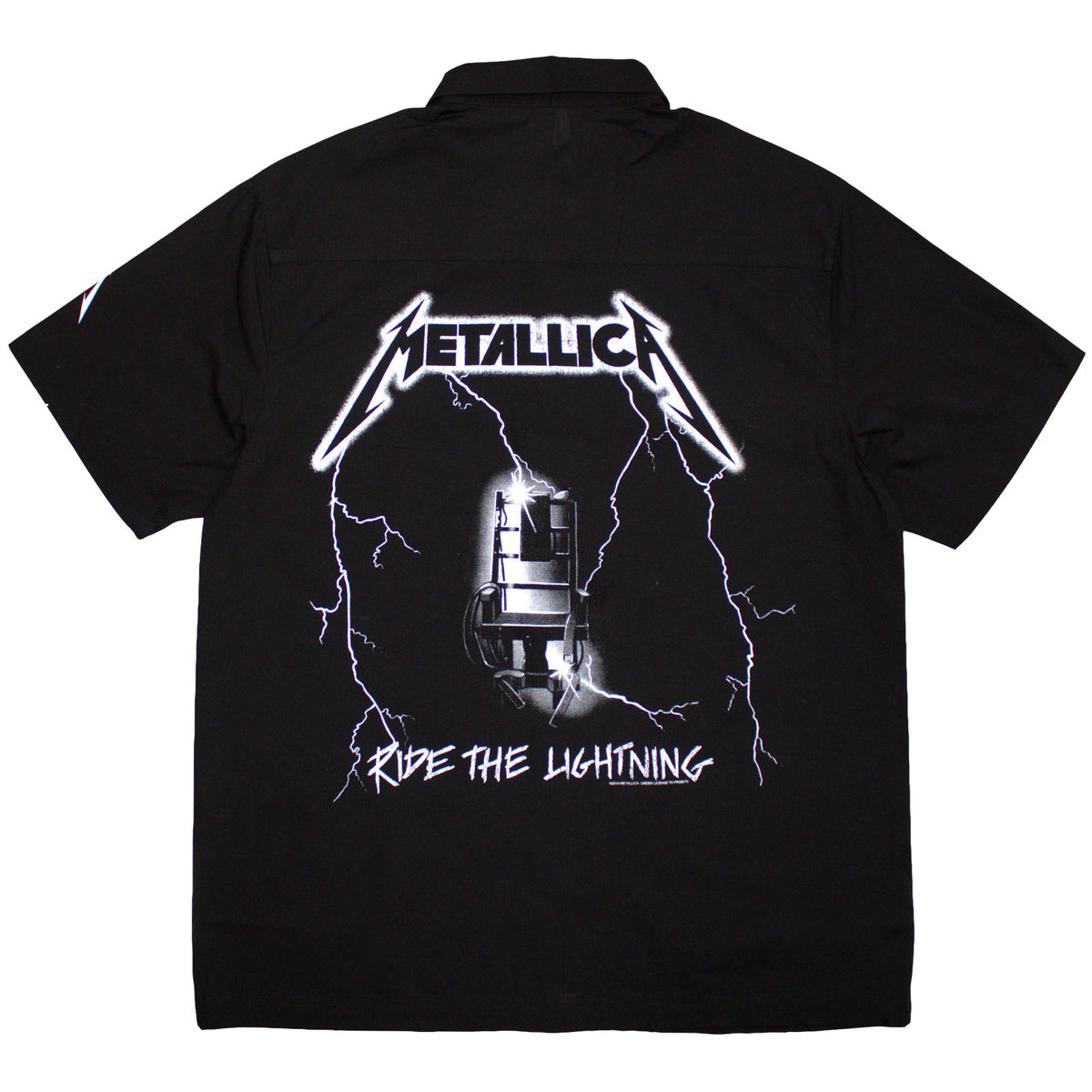 Metallica Unisex Casual Shirt: Ride The Lightning (Black) (Back & Sleeve Print)