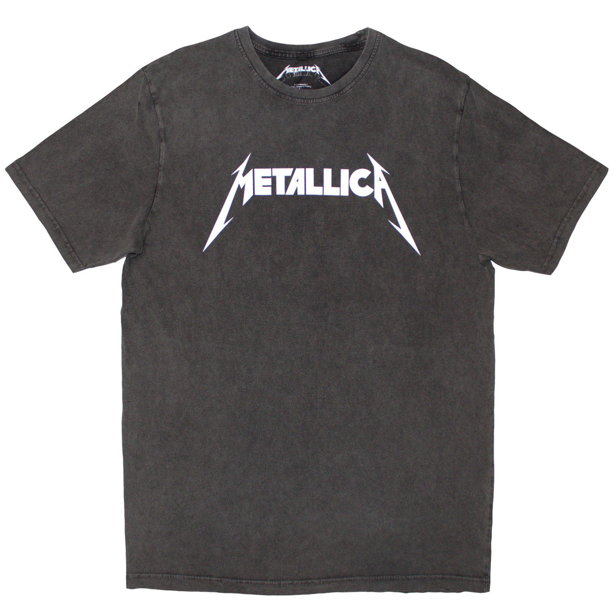 Metallica Unisex Stone Wash T-Shirt: Logo (Charcoal Grey)