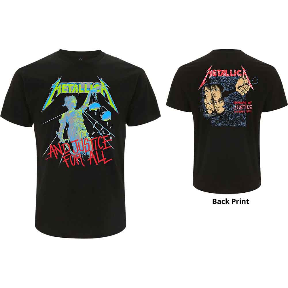 Metallica Unisex T-Shirt: And Justice For All (Original) (Black) (Back Print)