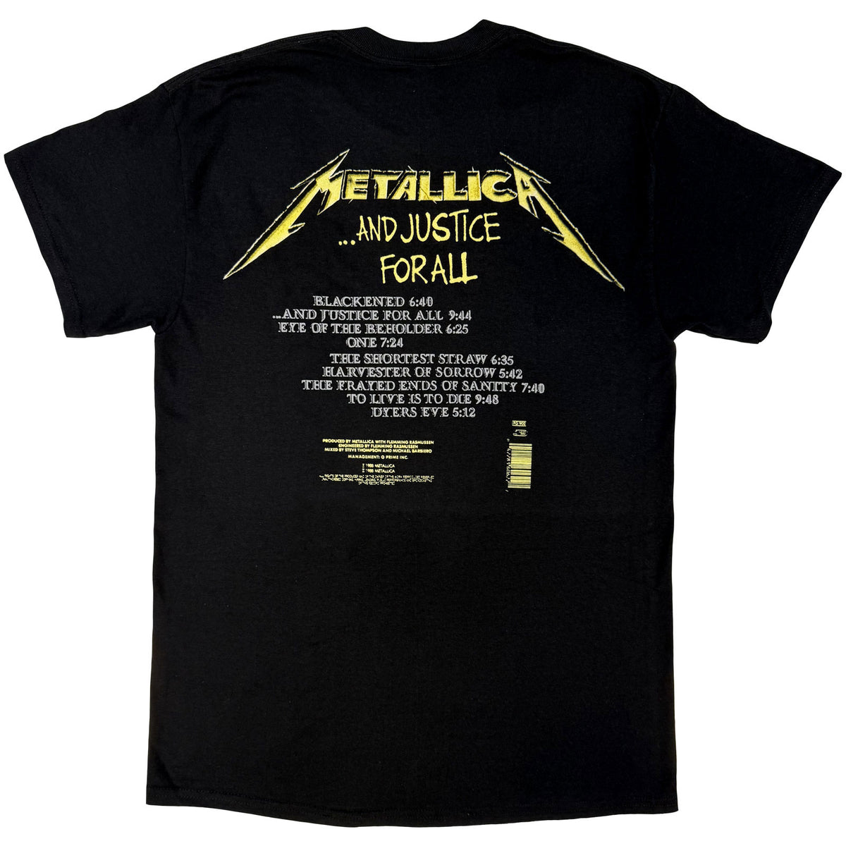 Metallica Unisex T-Shirt: And Justice For All Tracks (Black) (Back Print)