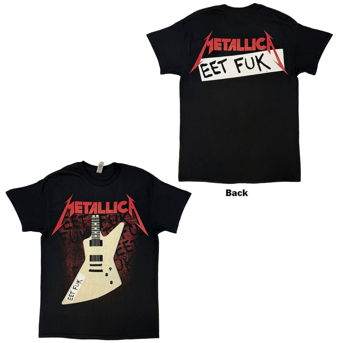 Metallica Unisex T-Shirt: Eet Fuk (Black) (Back Print)