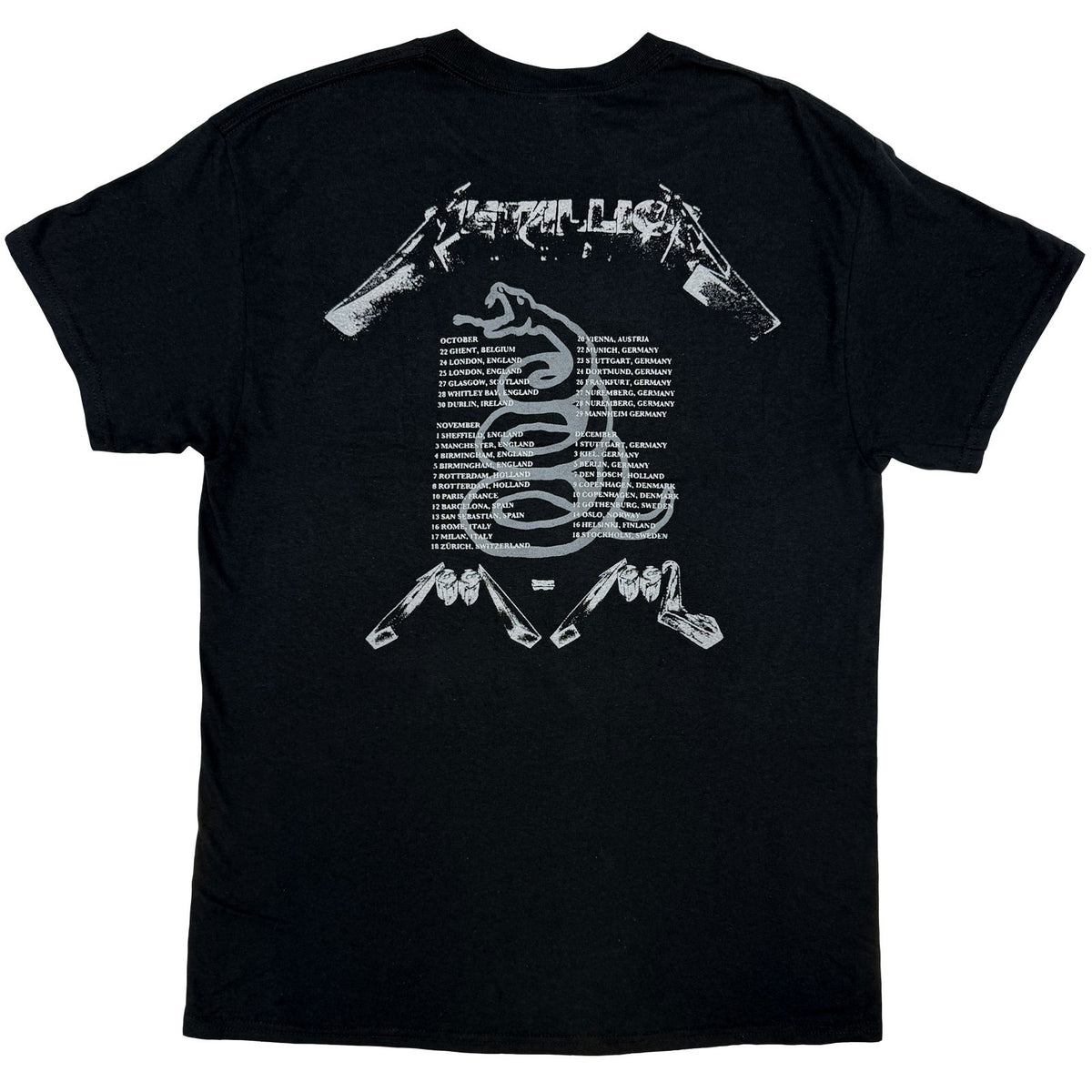 Metallica Unisex T-Shirt: 4 Faces (Black) (Back Print)