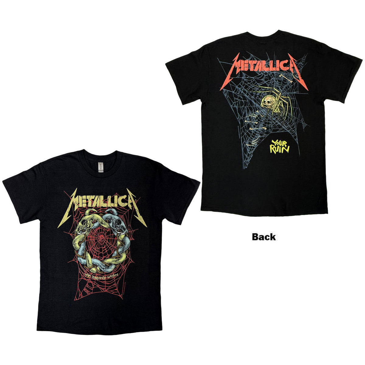 Metallica Unisex T-Shirt: Ruin/Struggle (Black) (Back Print)