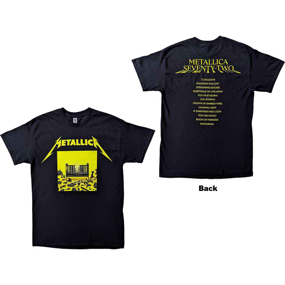 Metallica Unisex T-Shirt: 72 Seasons Squared Cover (Black) (Back Print)