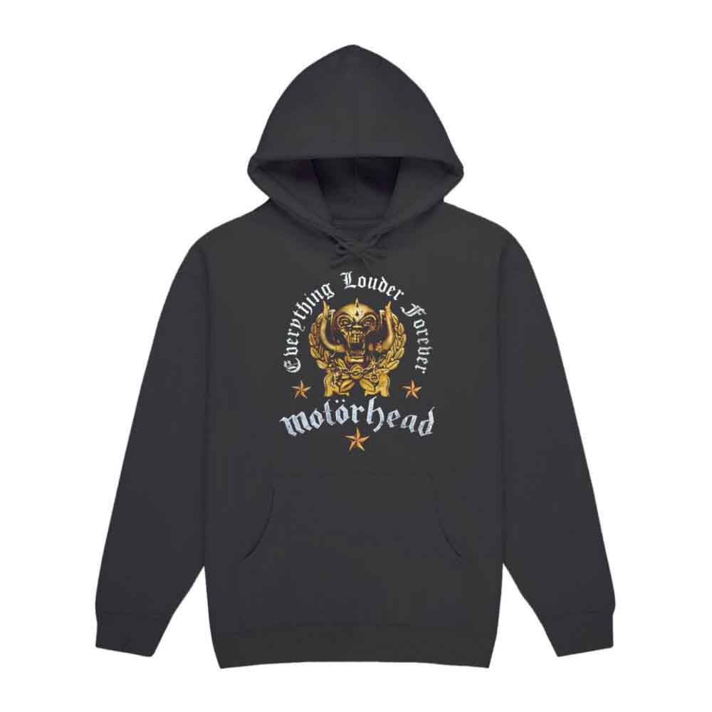 Motorhead Unisex Pullover Hoodie: Everything Louder Forever (Charcoal Grey) (Back Print)