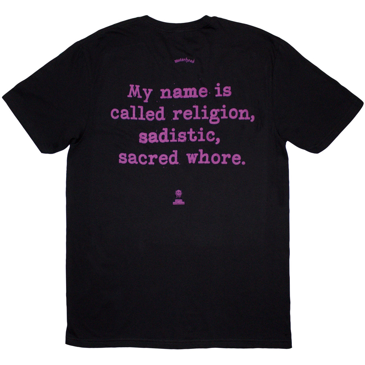 Motorhead Unisex T-Shirt: Orgasmatron Lyric (Black) (Back Print)