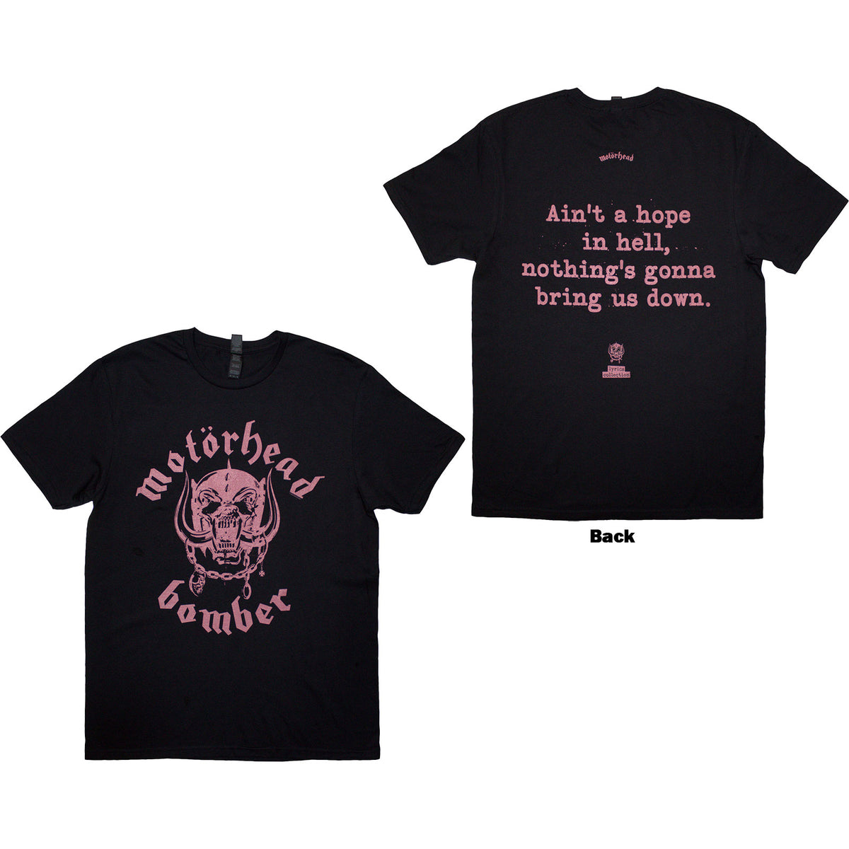 Motorhead Unisex T-Shirt: Bomber Lyric (Black) (Back Print)