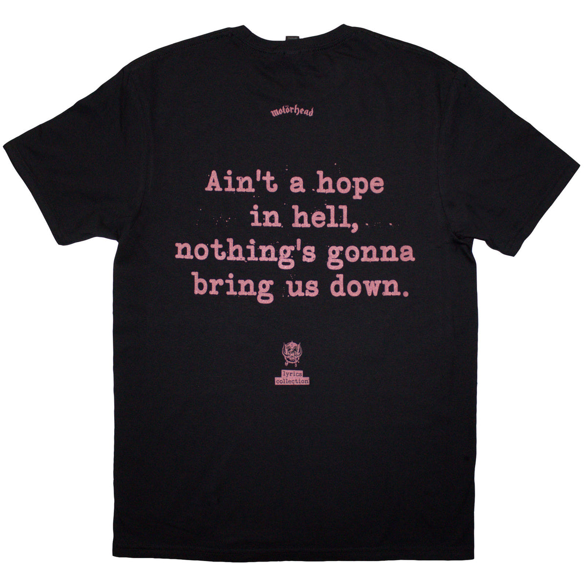 Motorhead Unisex T-Shirt: Bomber Lyric (Black) (Back Print)