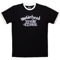 Motorhead Unisex Ringer T-Shirt: 50 Years Text Lock Up Ringer (Black)
