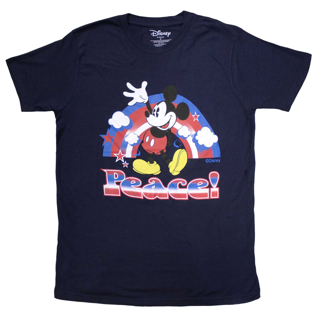 Mickey Mouse Unisex T-Shirt: Peace (Navy Blue)