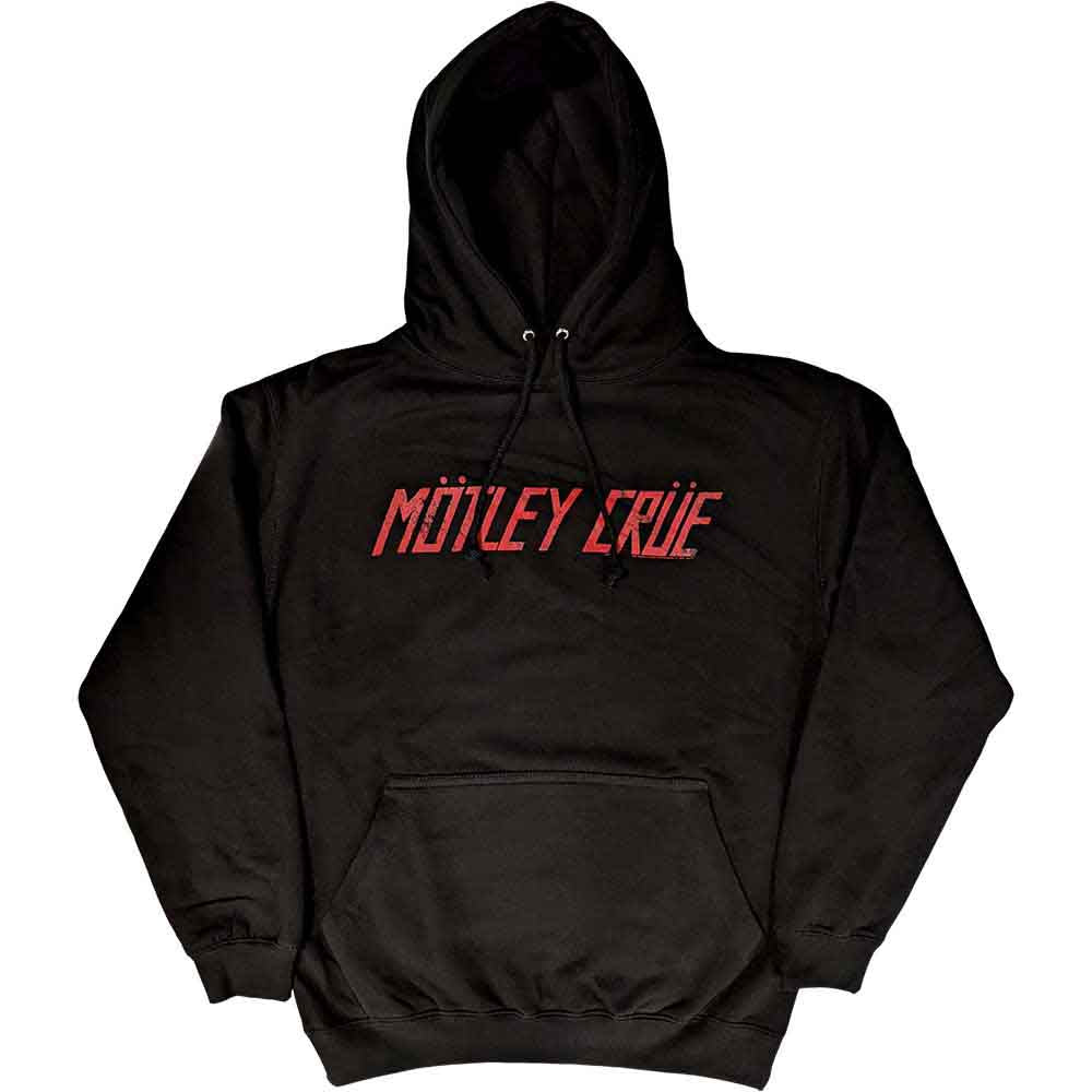 Motley Crue Unisex Pullover Hoodie: Distressed Logo (Black)