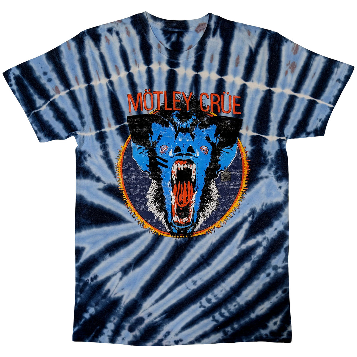 Motley Crue Unisex T-Shirt: Screaming Animal (Light Blue) (Wash Collection)