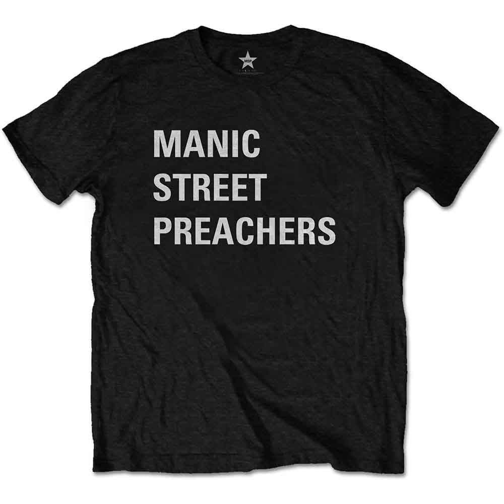Manic Street Preachers Unisex T-Shirt: Block Logo (Black) (Back Print)