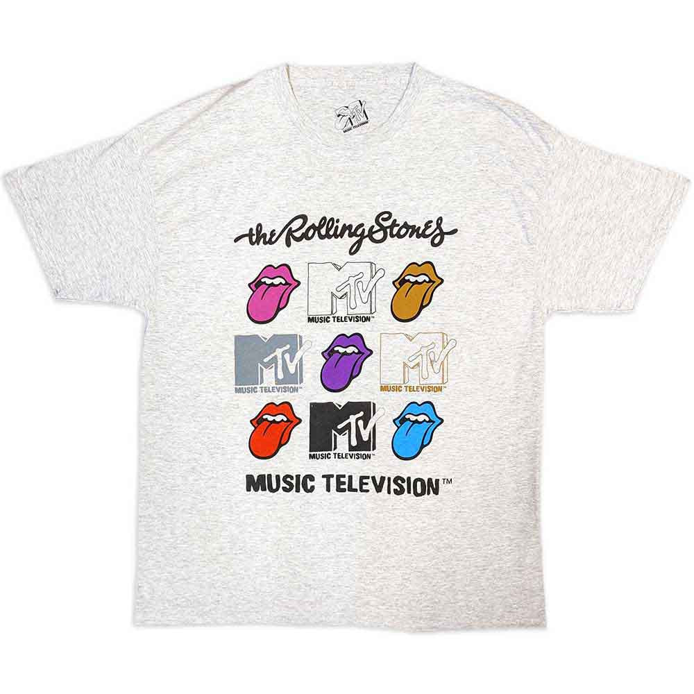 MTV: Rolling Stones Logo Grids Unisex T-Shirt (Grey)
