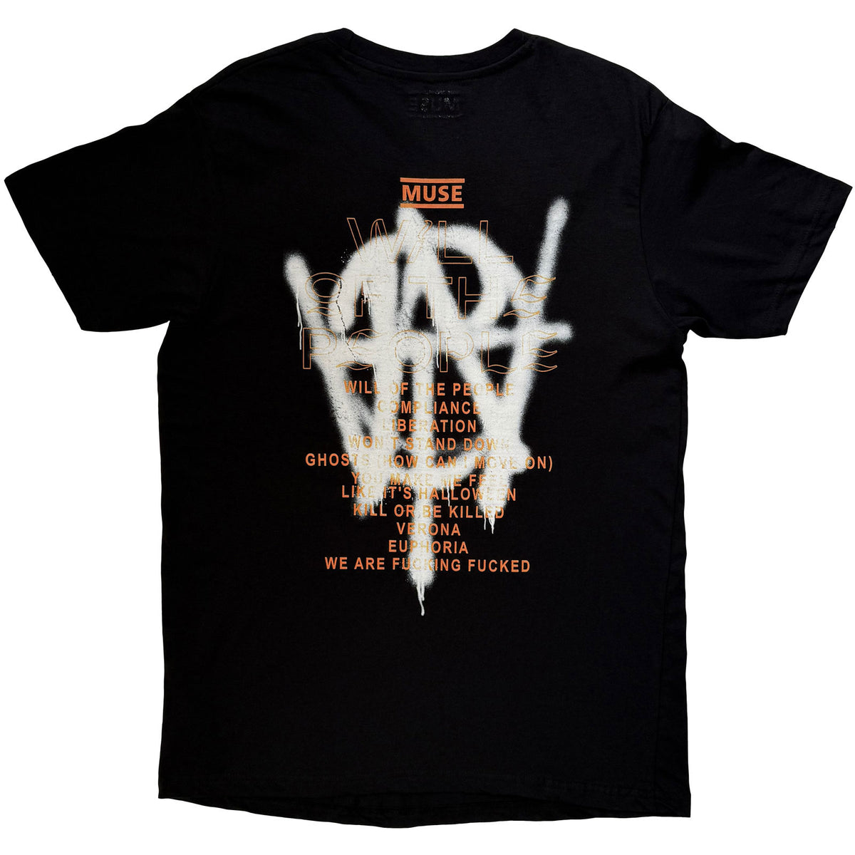 Muse Unisex T-Shirt: Grafitti Tracklist (Black) (Back Print)