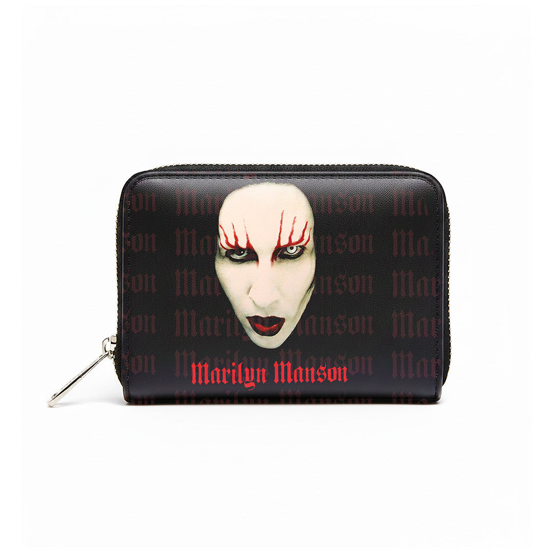 Marilyn Manson: Logo / Red Lips Zip Top Purse (Black)