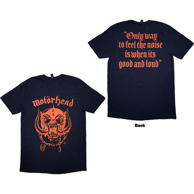 Motorhead: Good & Loud Unisex T-Shirt (Navy Blue) (Back Print)
