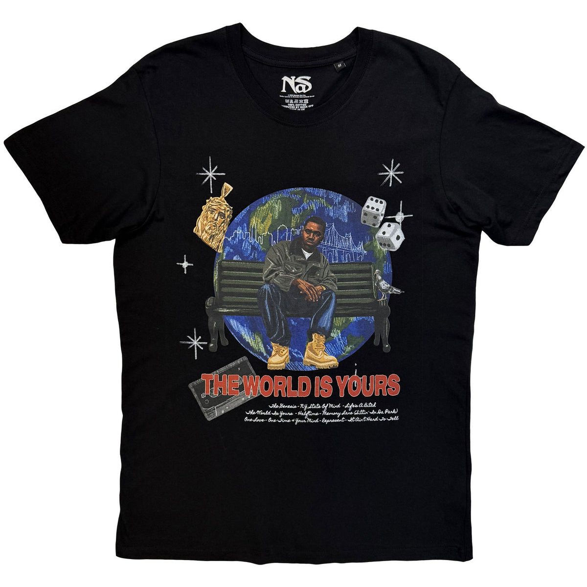 Nas Unisex T-Shirt: The World Is Yours (Black) (Back Print)