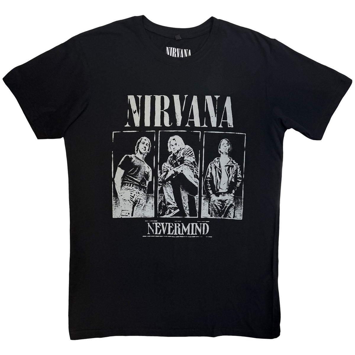 Nirvana Unisex Premium Carbon T-Shirt: Nevermind Tracklist (Black) (Back Print)