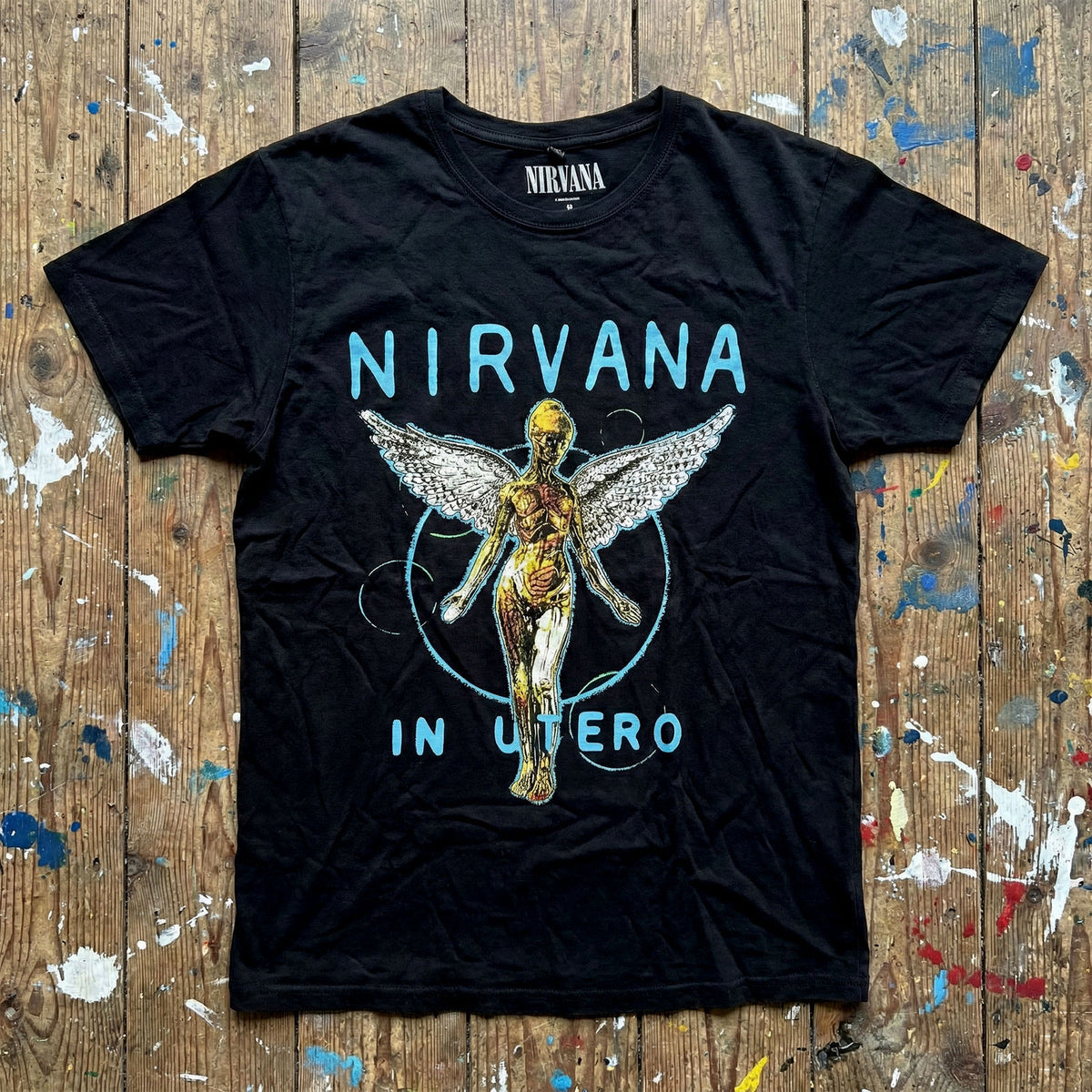 Nirvana Unisex Premium Carbon T-Shirt: In Utero Neon Blue (Black)