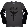 Nirvana Unisex 2 In 1 Layered Long Sleeve T-Shirt: In Utero Mono (Charcoal Grey & Black) (Sleeve Print)