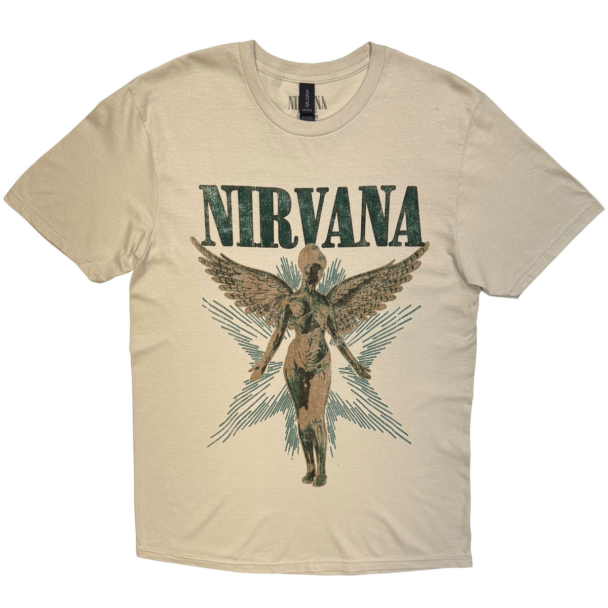 Nirvana Unisex T-Shirt: Angel Vintage (Sand) (Back Print)