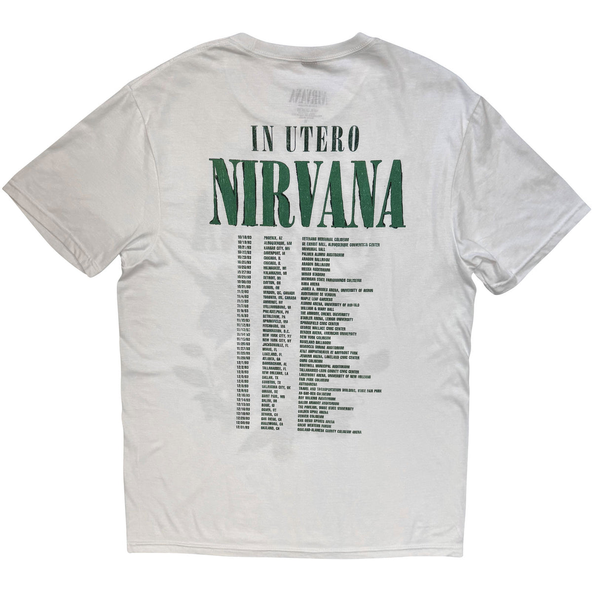 Nirvana Unisex T-Shirt: In Utero Green (White) (Back Print)